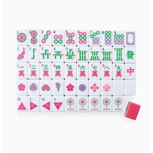 Vibrant Mahjong Tile Set - White, Green, pink